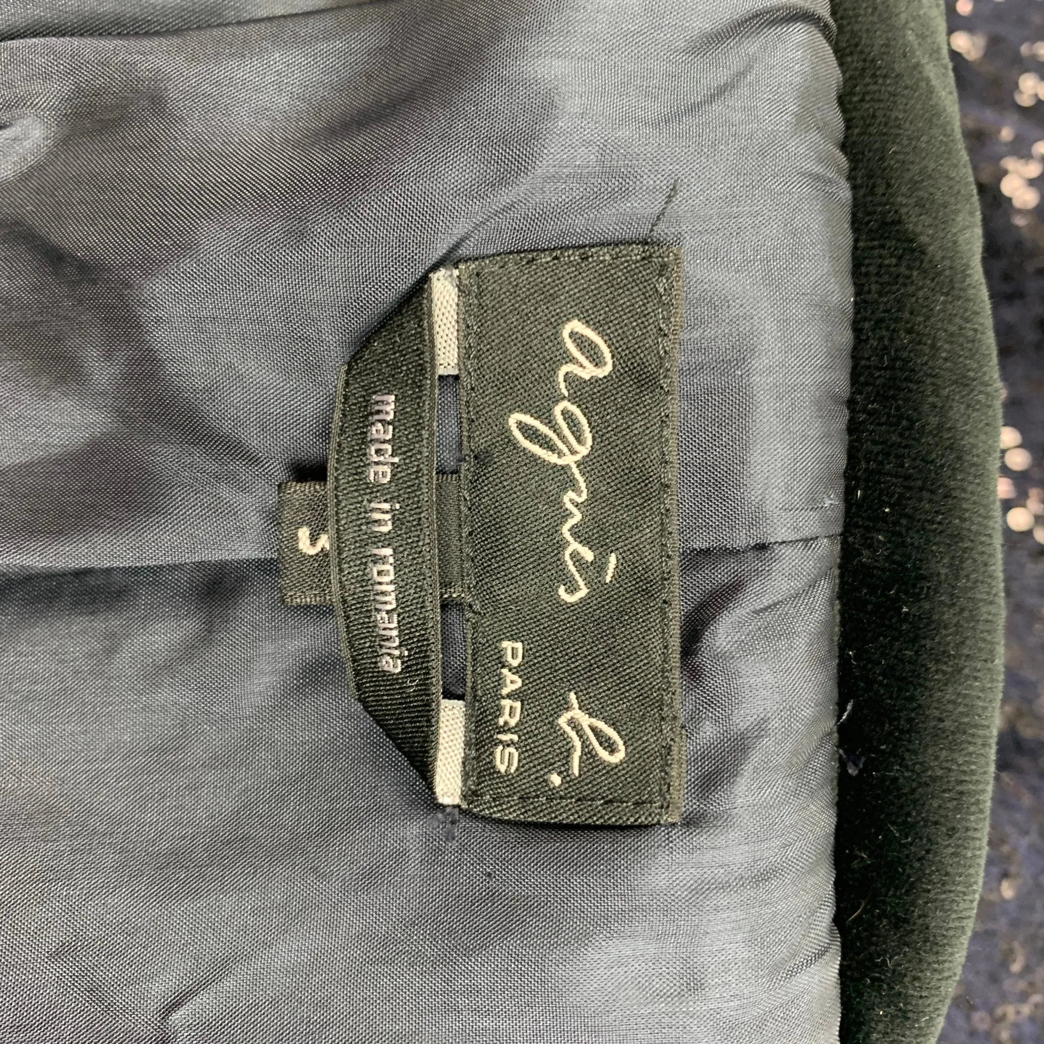 AGNÈS B. Size M Navy Sequined Collarless Coat
