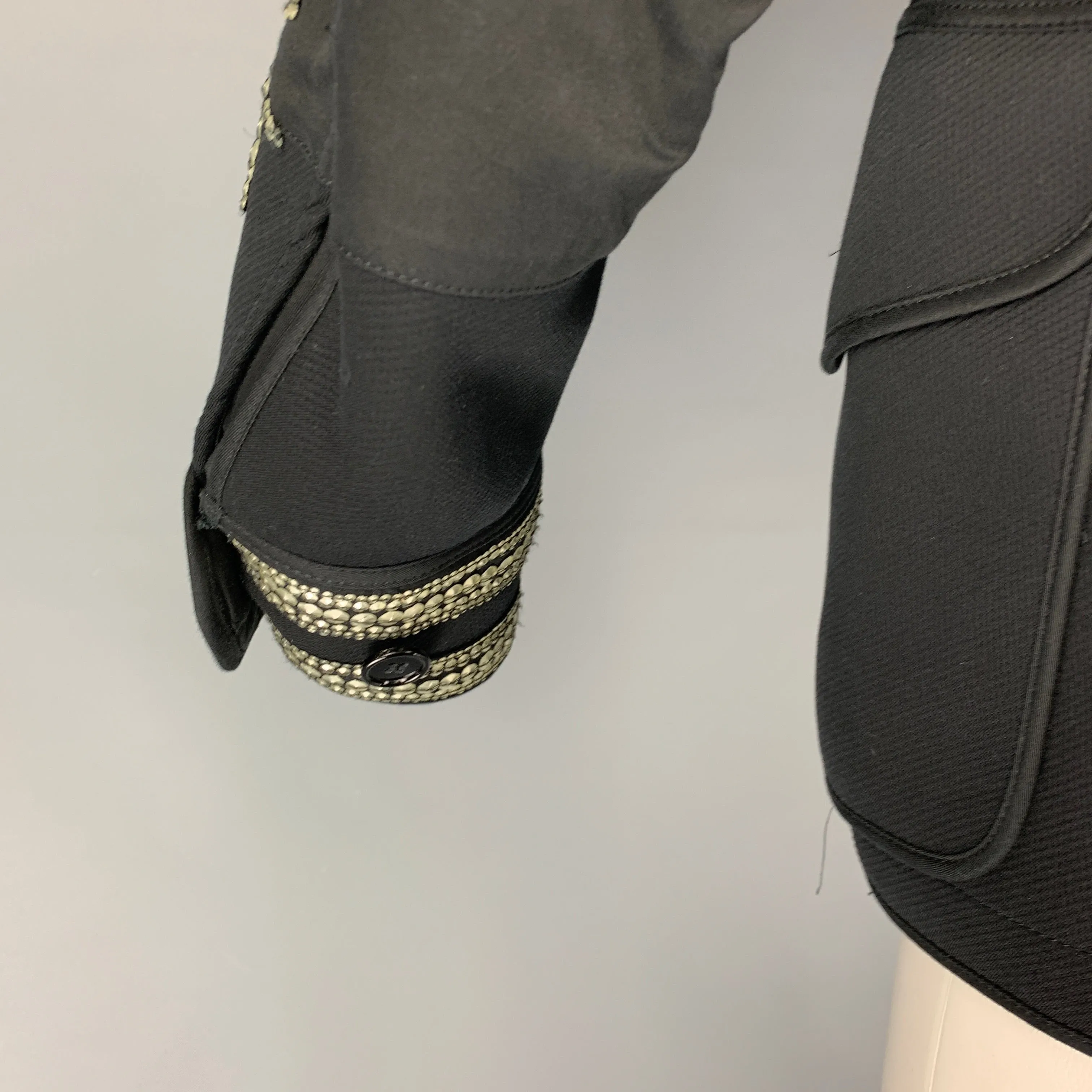 ALEXANDER MCQUEEN SS 17 Size 38 Black Silver Floral Military Regalia Coat