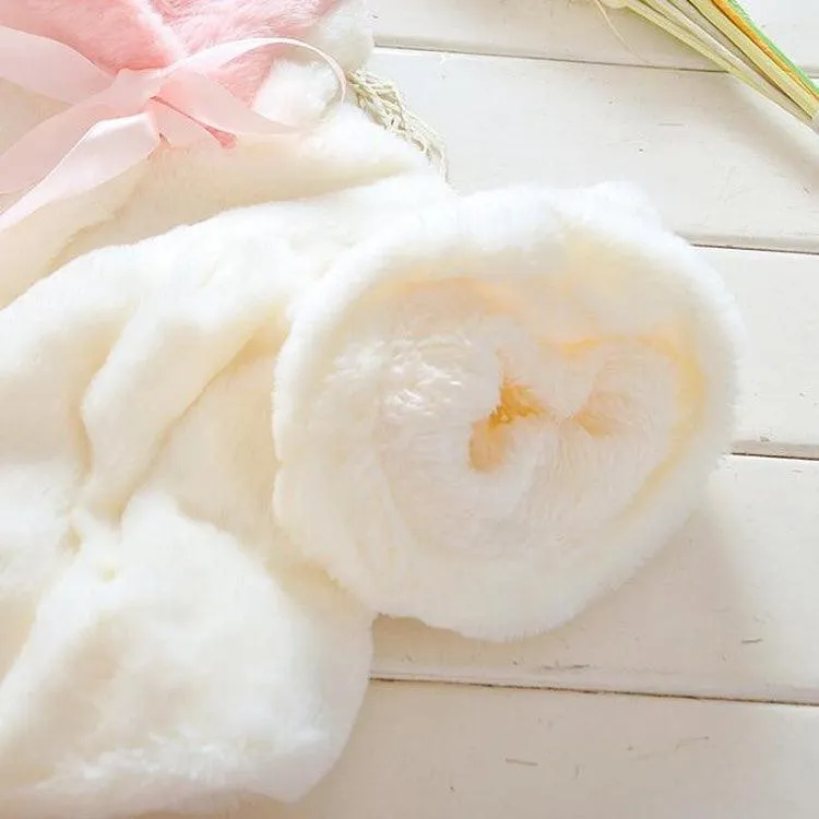 Baby Girl's Cute Hooded Rabbit Ears Fur Shawl Coat for Winter