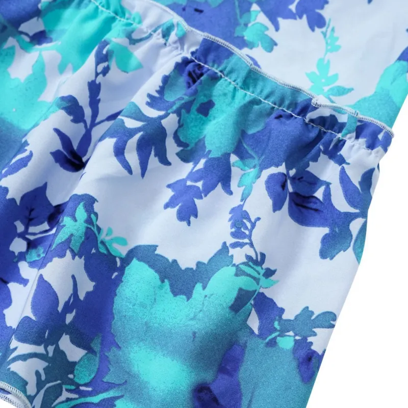 Blue Floral Maxi Dress with Sleeveless