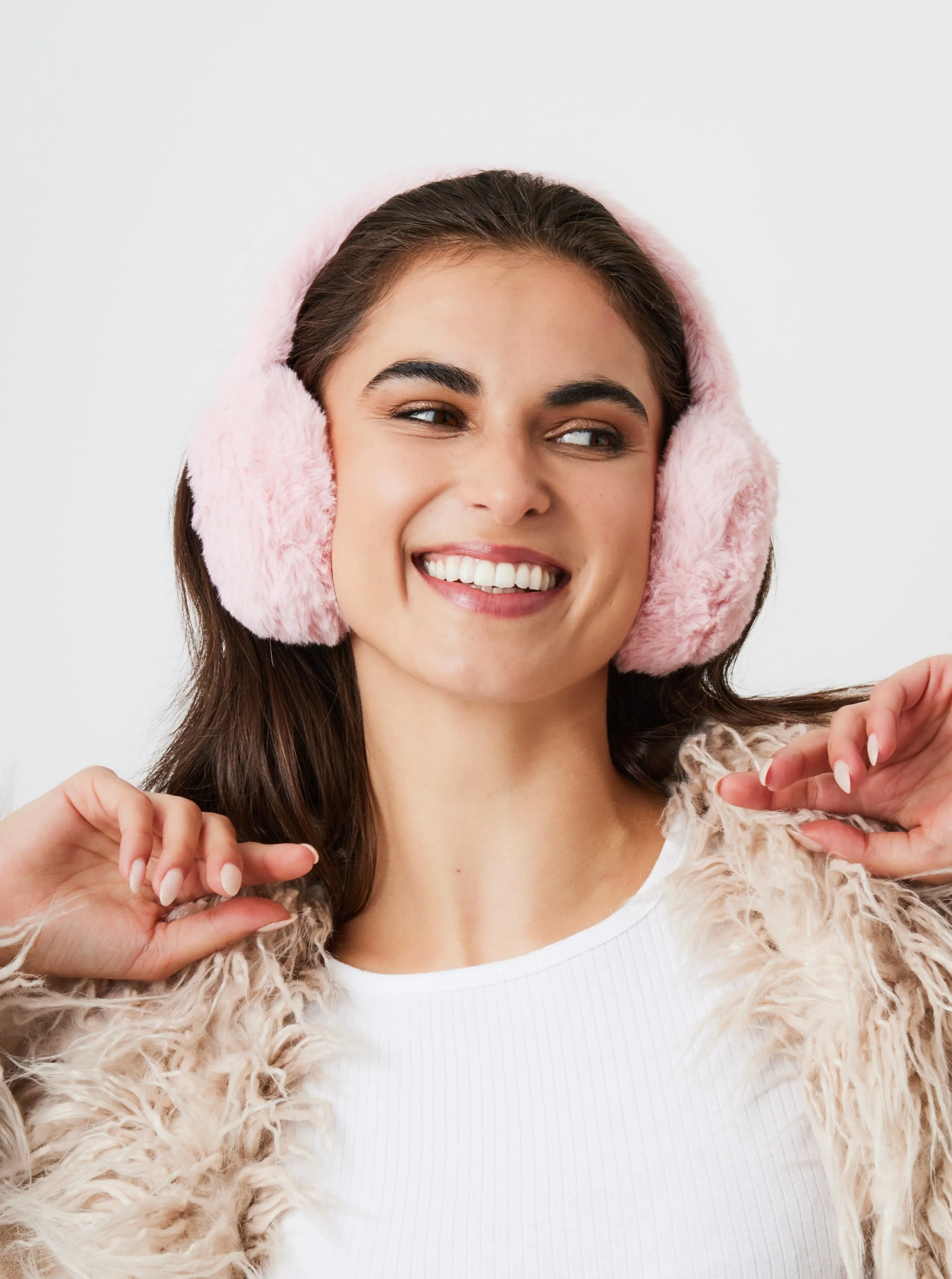 Fluffy Faux-Fur Earmuffs in Pink