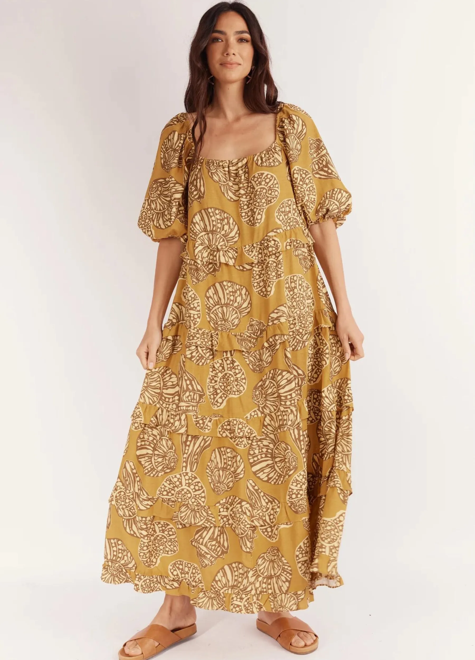 Girl and the Sun - Short Sleeve Joelle Maxi Dress - Seachange Print