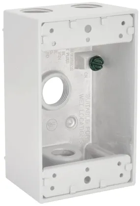 Hubbell 5321-1 Weatherproof Box, 4-Outlet, 1-Gang, Aluminum, White, Powder-Coated :EA: QUANTITY: 1