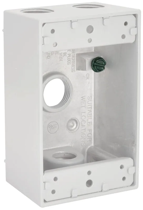 Hubbell 5321-1 Weatherproof Box, 4-Outlet, 1-Gang, Aluminum, White, Powder-Coated :EA: QUANTITY: 1