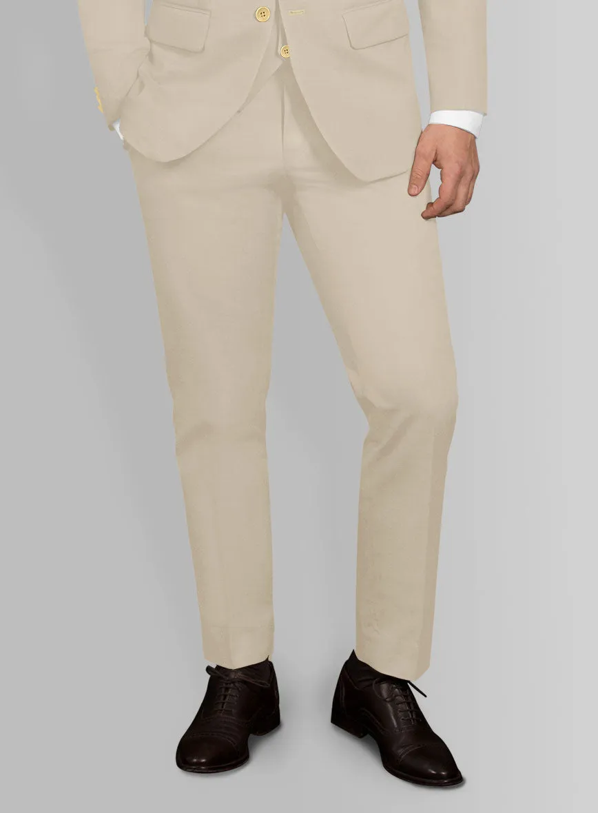Italian Sand Beige Cotton Stretch Pants