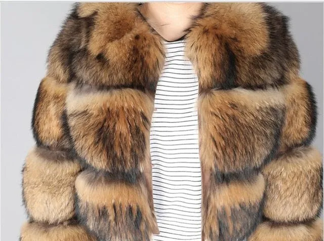 London Fur Crop Faux Fur Coats with Hood