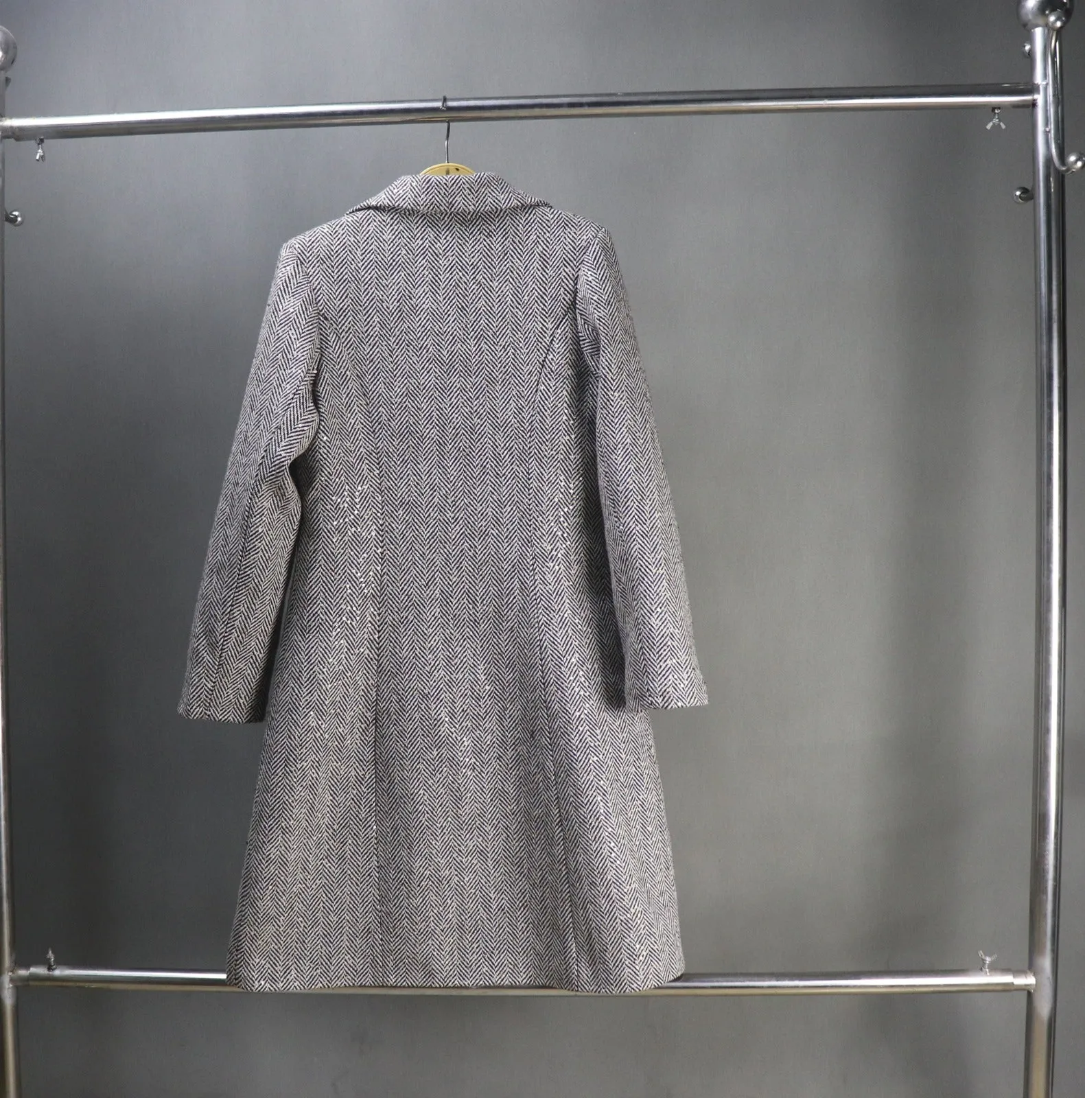 Long Coat Sequinned Flowers Collar Tweed For Womens