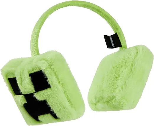 Minecraft Ear Muffs Kids - Creeper Winter Accessories Warm Cosy Earmuffs for School Travel Days Out - Gifts for Gamers