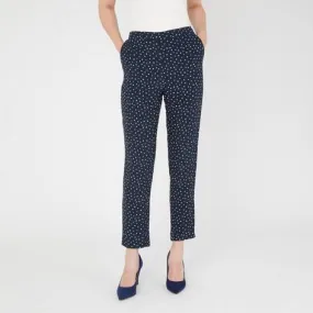 Navy Osterley Spot Crepe Slim Leg Pull-On Trousers