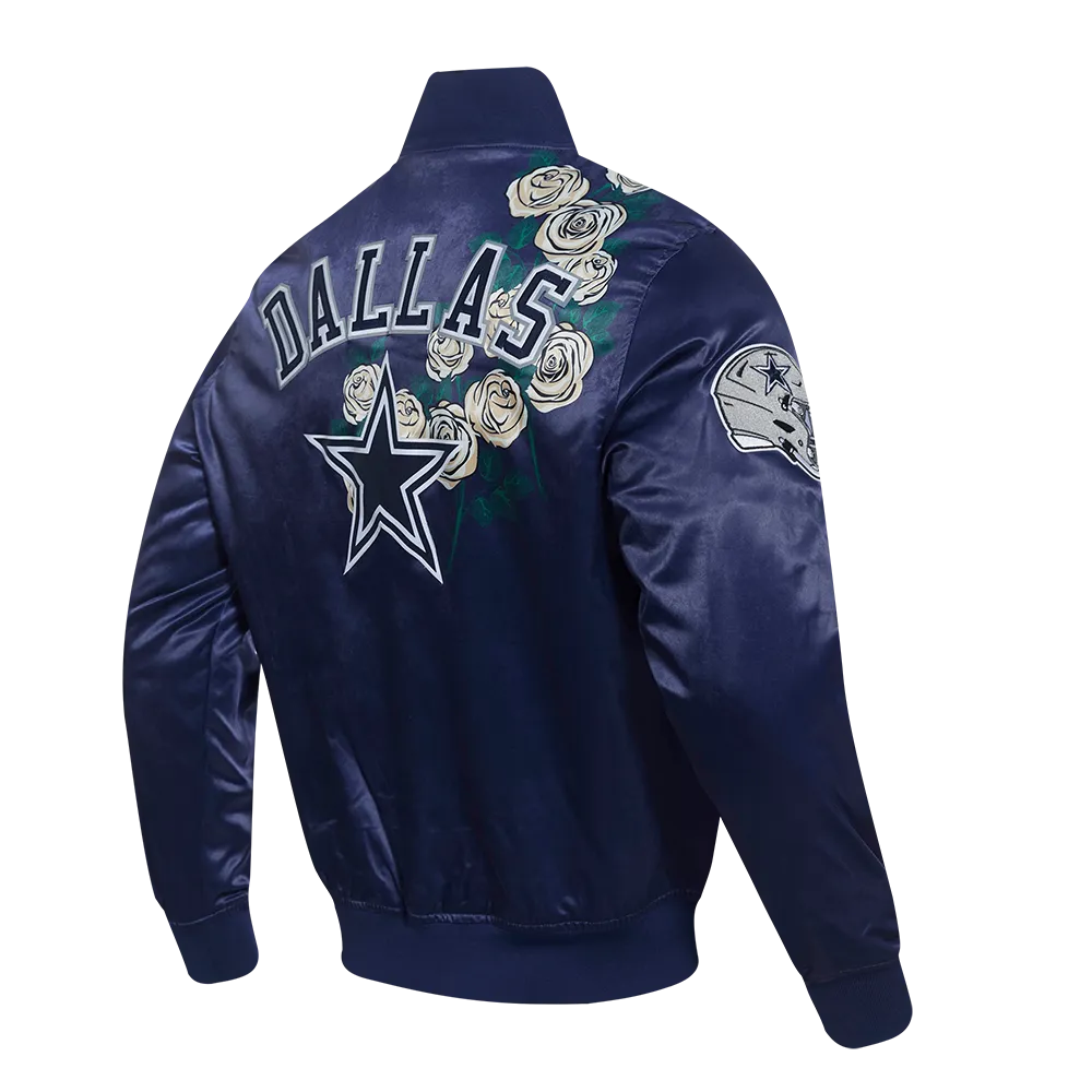 NFL DALLAS COWBOYS ROSES MEN'S SATIN JACKET (MIDNIGHT NAVY/MULTI)
