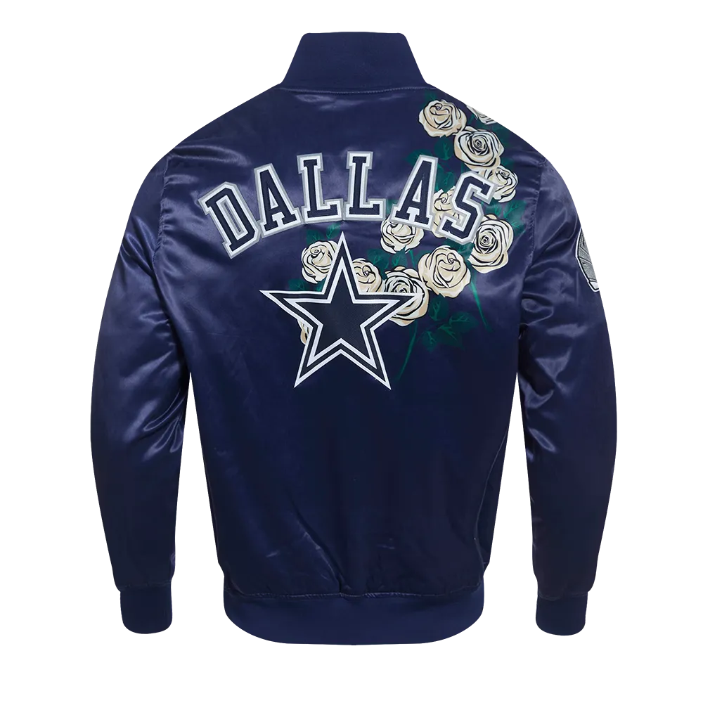 NFL DALLAS COWBOYS ROSES MEN'S SATIN JACKET (MIDNIGHT NAVY/MULTI)