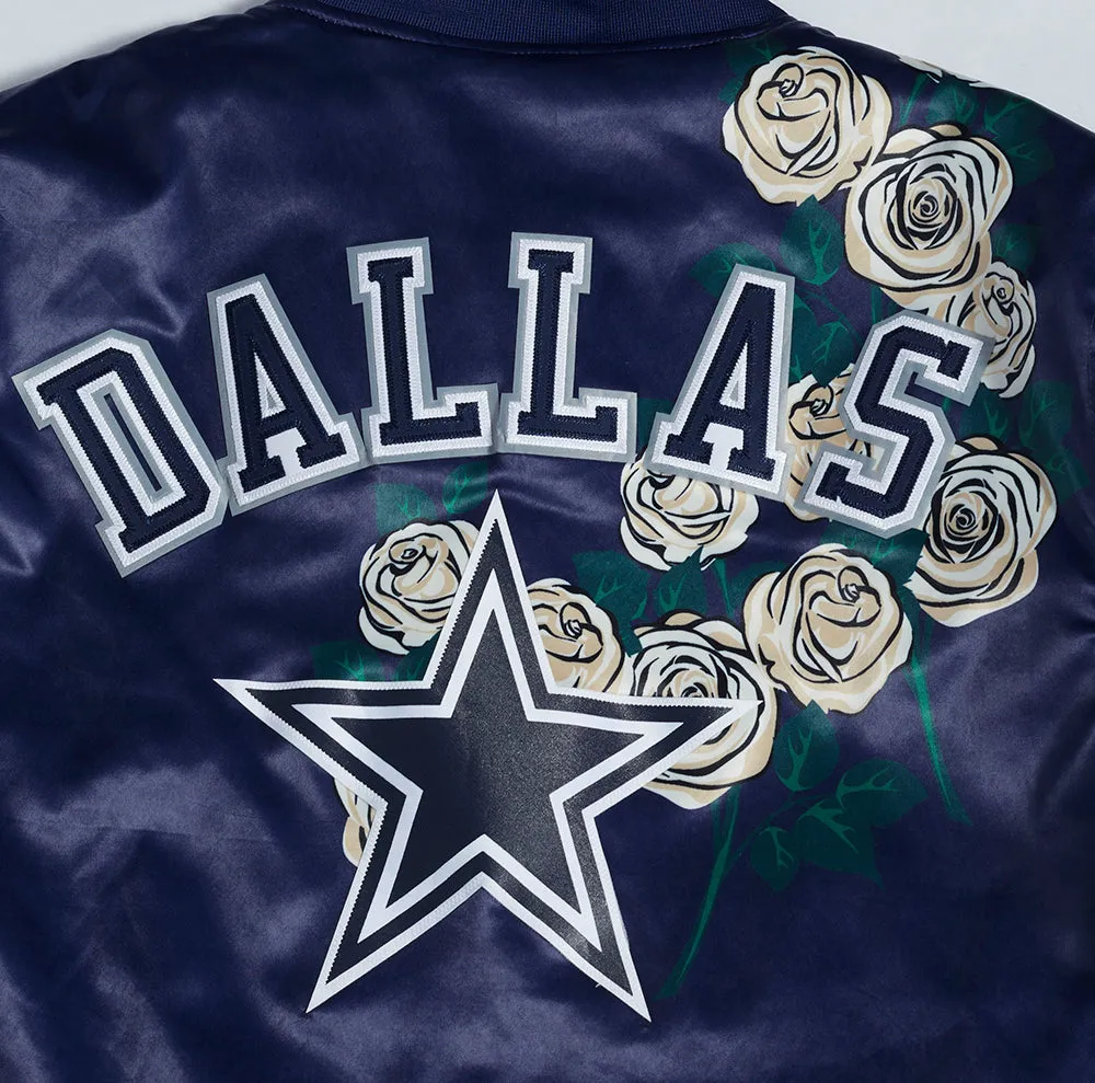 NFL DALLAS COWBOYS ROSES MEN'S SATIN JACKET (MIDNIGHT NAVY/MULTI)