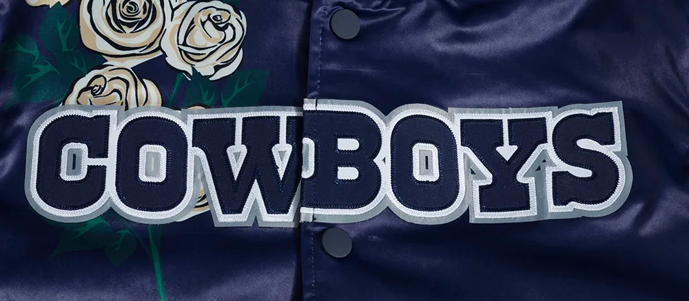 NFL DALLAS COWBOYS ROSES MEN'S SATIN JACKET (MIDNIGHT NAVY/MULTI)