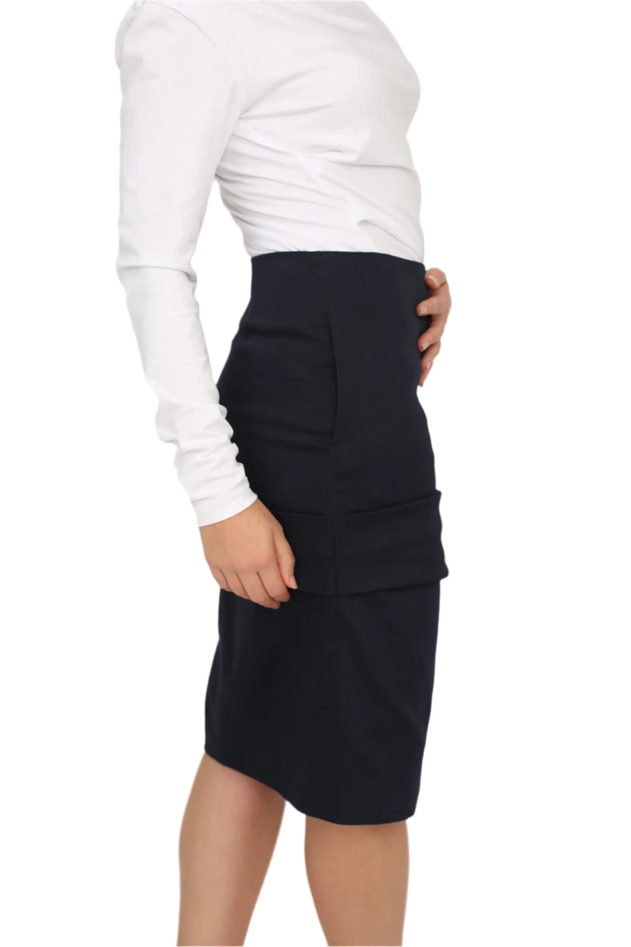 Pensil Rouged skirt,Office wear,Work skirt with strech.
