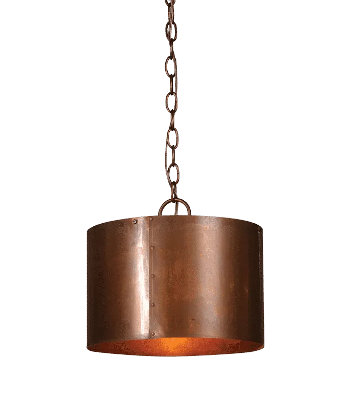 Round Copper Drum Chandelier - Mini