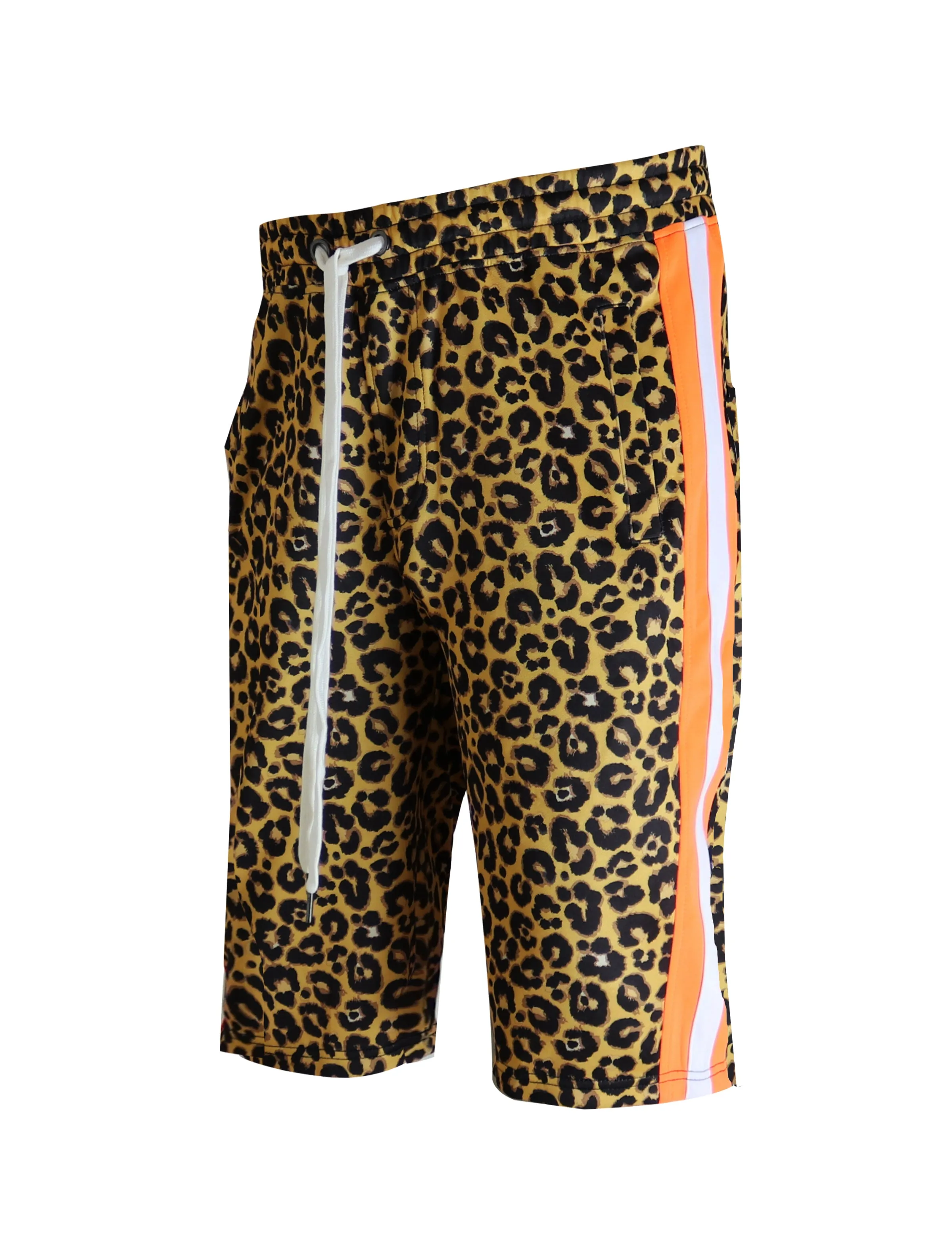 S91701-FASHION TRACK SHORTS (BROWN)