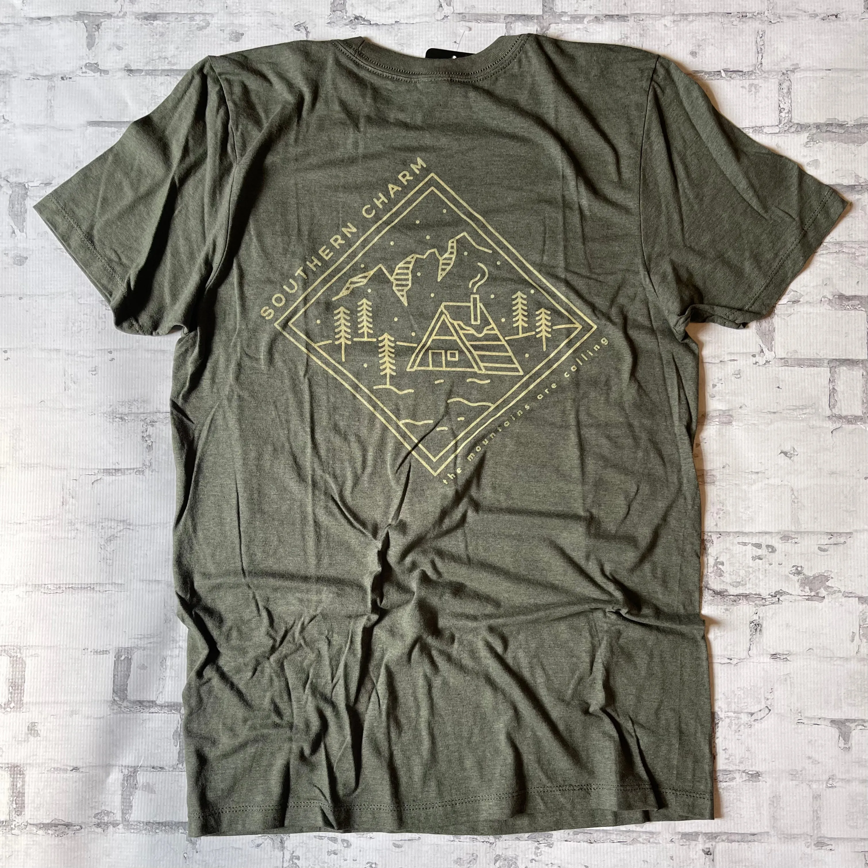 Southern Charm "Cabin Square" Short Sleeve T-shirt - Artichoke