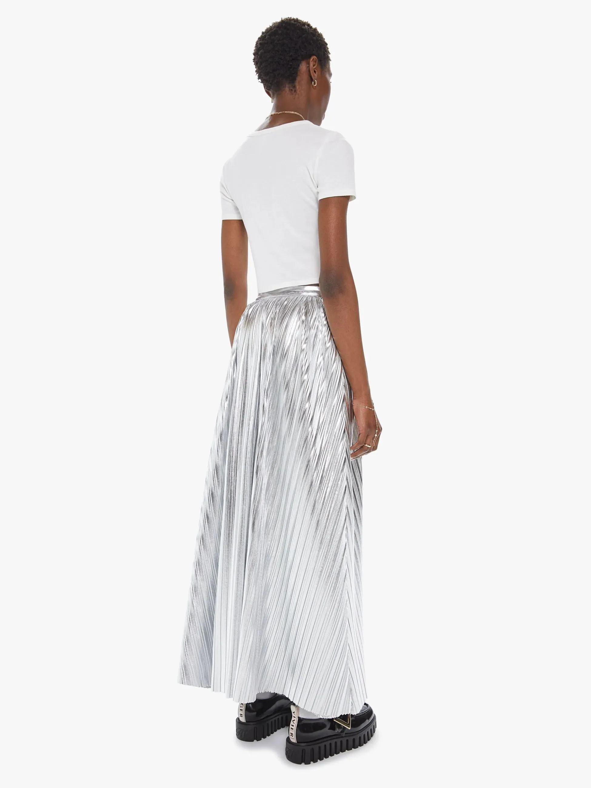The Pleated Maxi Skirt - Silver Tongue