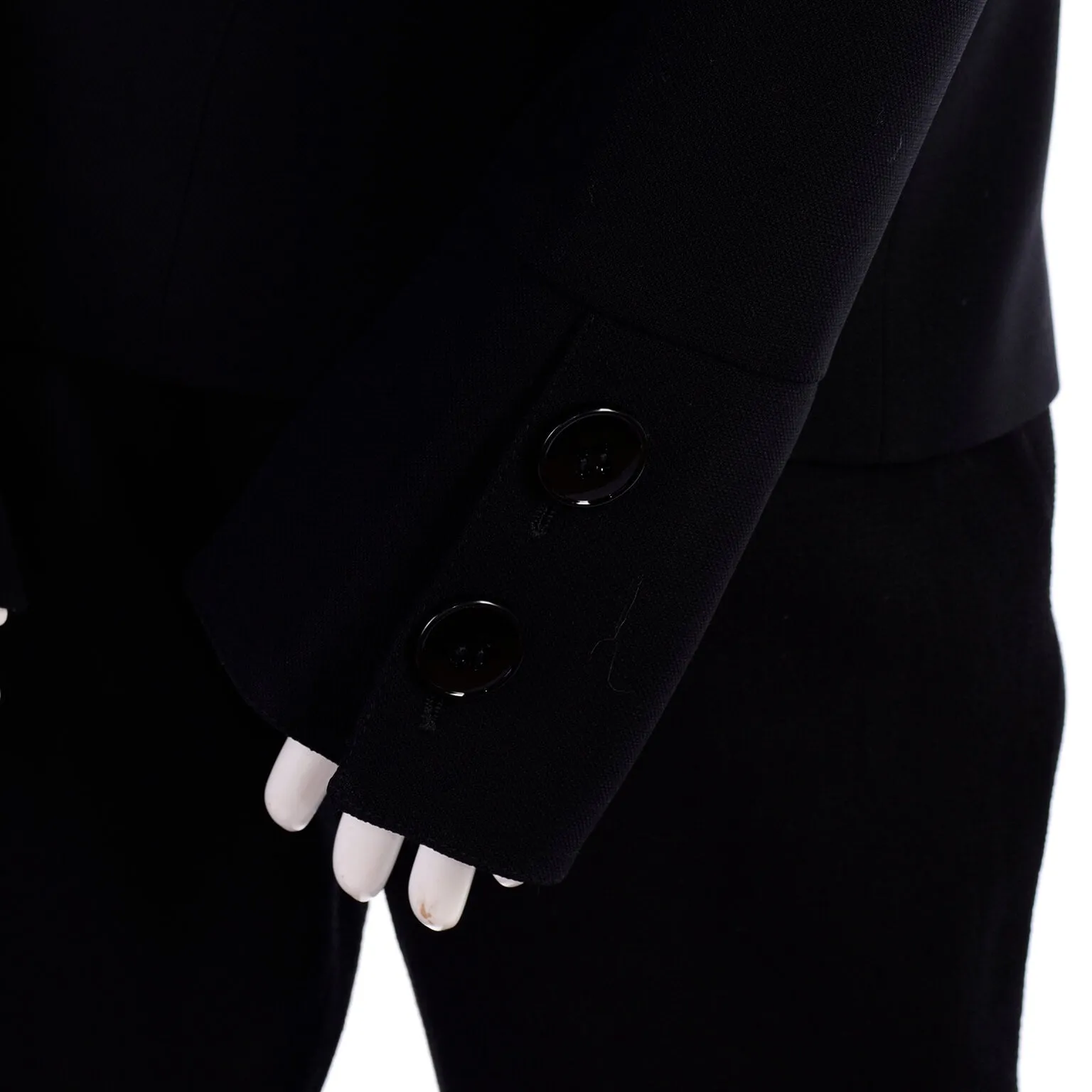 Valentino Black Crepe Trouser Pantsuit w/ Belted Jacket Size 8