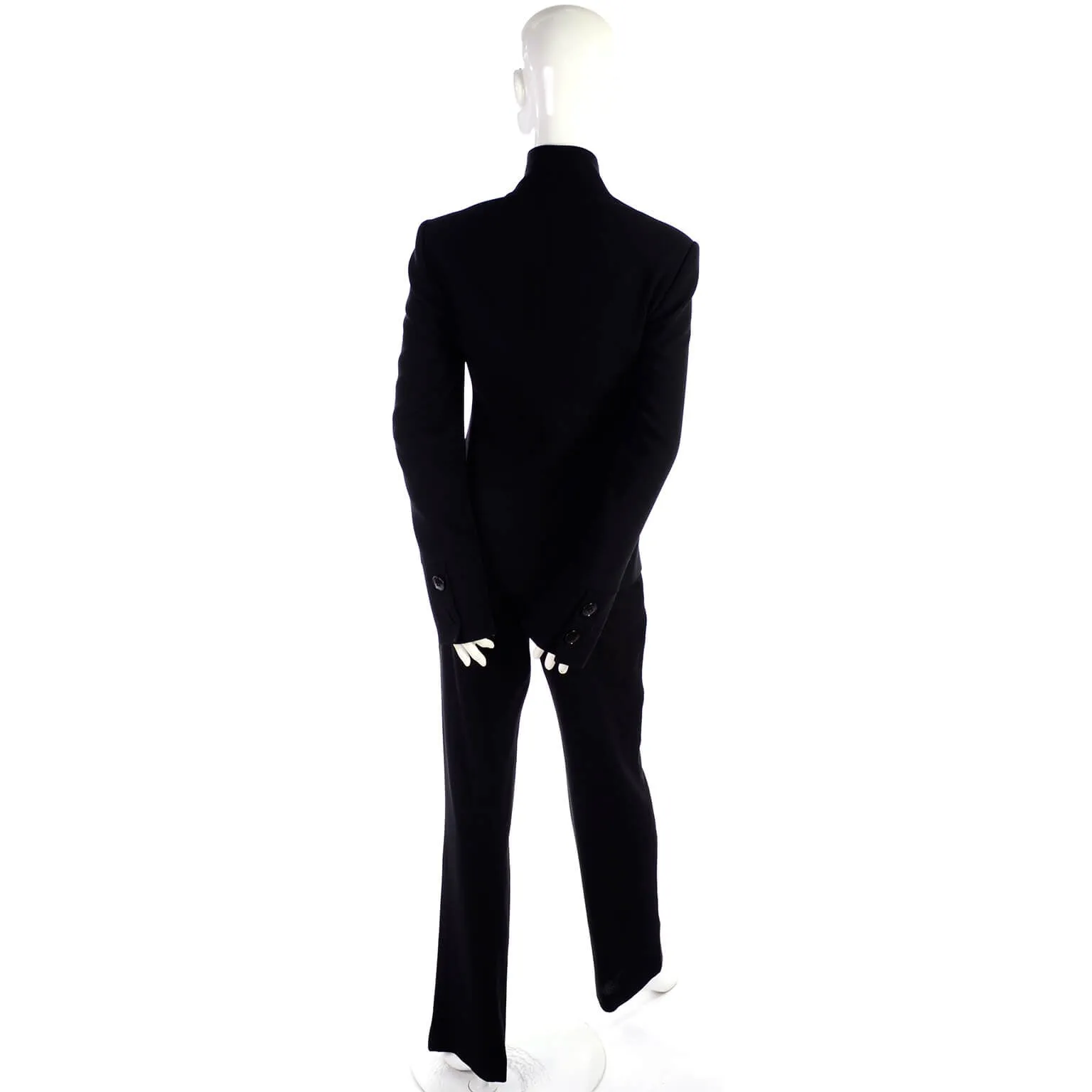 Valentino Black Crepe Trouser Pantsuit w/ Belted Jacket Size 8