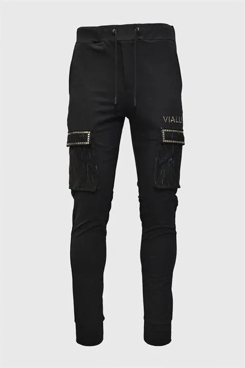 Vialli LightUP Black Cargo Trackpants