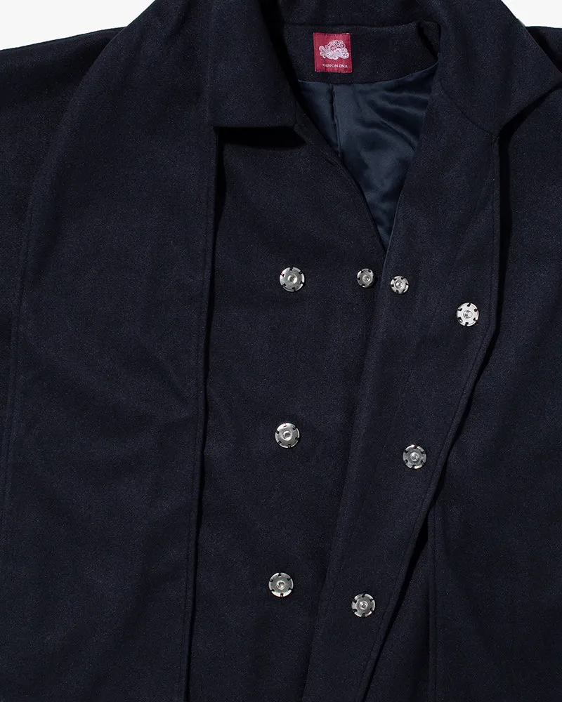 Wa-Modern, Coat with Scarf, Navy