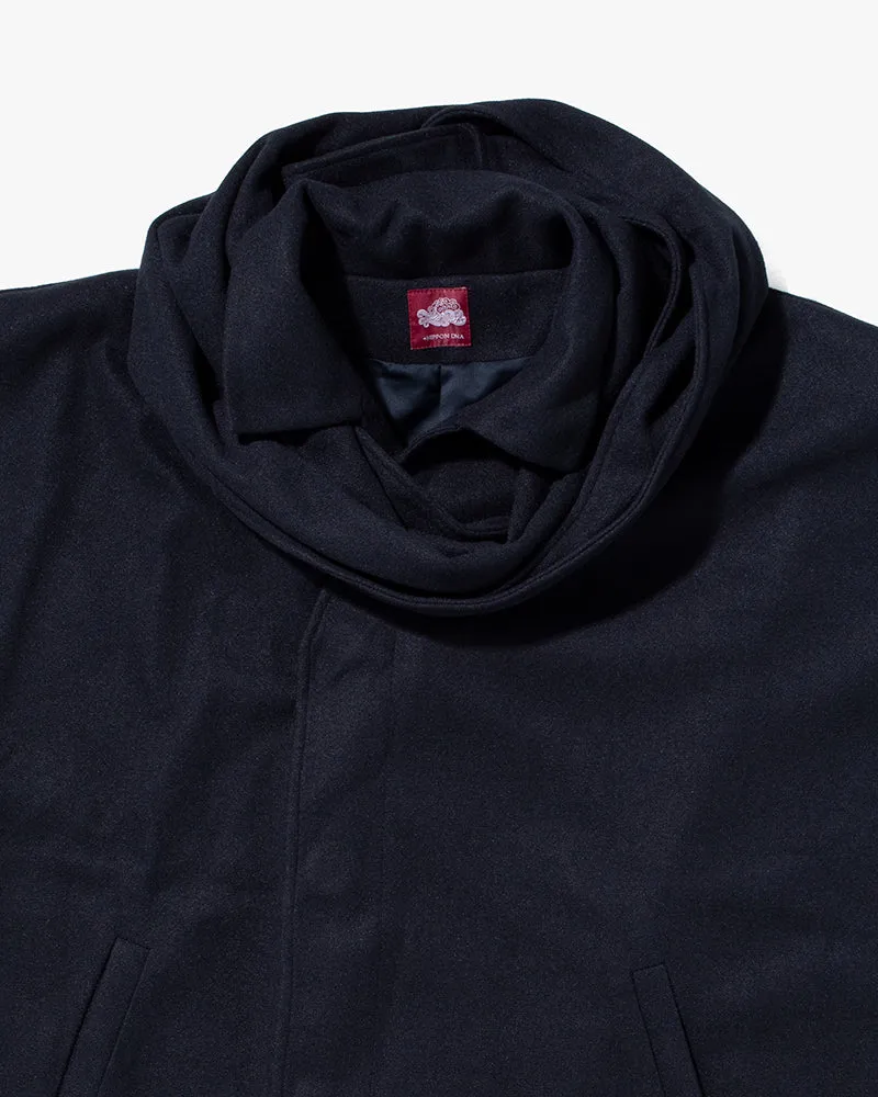 Wa-Modern, Coat with Scarf, Navy